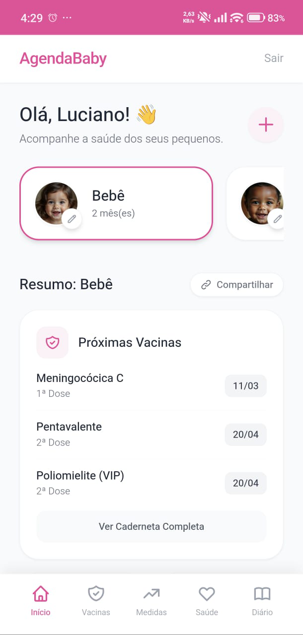 Dashboard do AgendaBaby